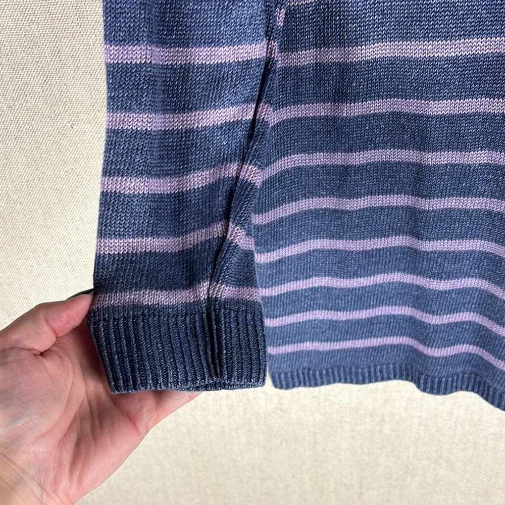 Talbots > Purple Striped Quarter Striped Sweater Petite Medium - Picture 4 of 6